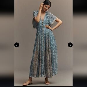 Anthropologie Maeve Smocked Maxi Dress